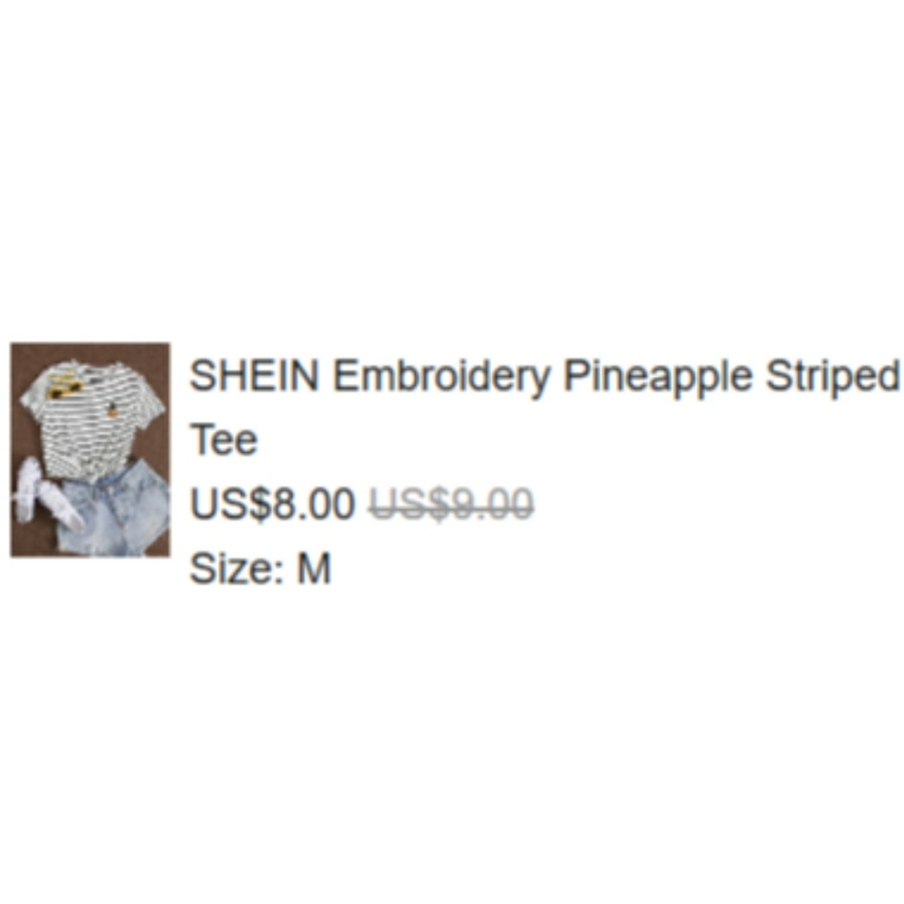 SHEIN Embroidery Pineapple Striped Tee